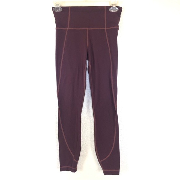 Athleta Salutation 7/8 Burgundy Ankle Leggings XS - Picture 2 of 9